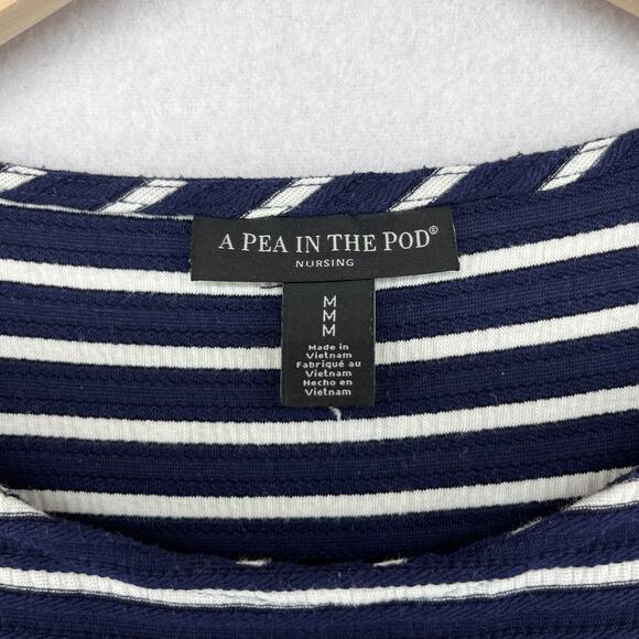 PEA IN THE POD Dress M Nursing Maternity Textured Striped Side Zip Shift Blue - Picture 5 of 16